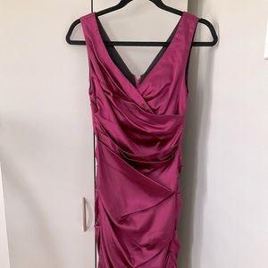 Le château size small raspberry satin coloured ruched dress